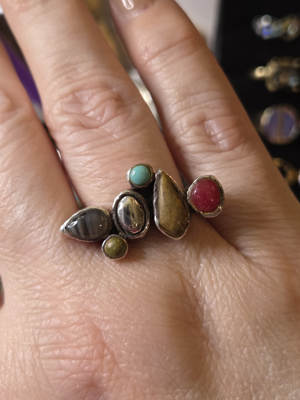 Barse 925 Sterling Silver Multitstone Ring Vintage